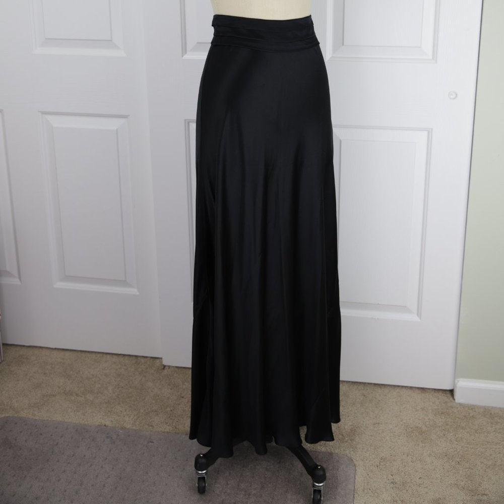 Martin+Osa High Rise Black Silk Maxi skirt